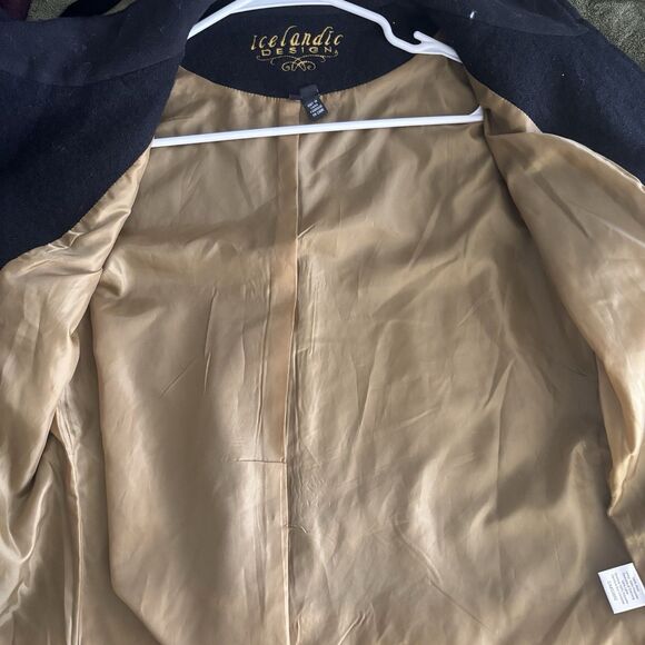 Icelandic Designs Vintage Women’s Black Wool Floral Embroidered Zip Up Jacket XL - Picture 5 of 7